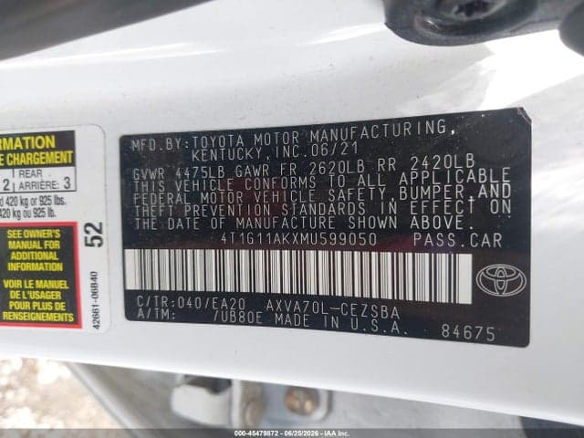 2021 TOYOTA CAMRY SE 9
