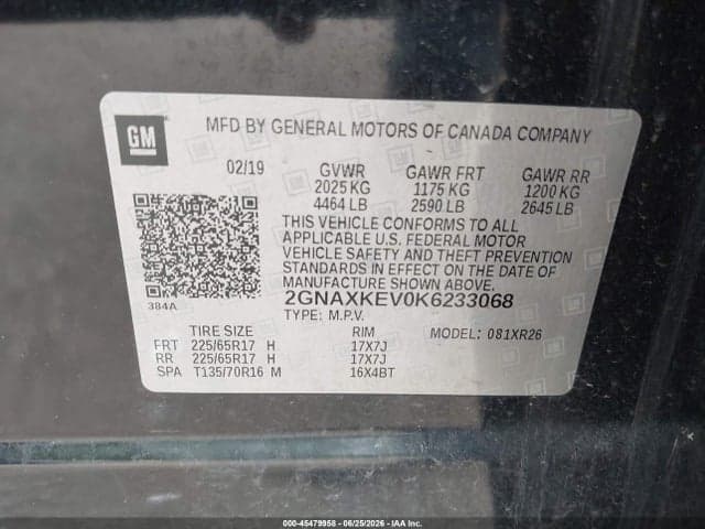 2019 CHEVROLET EQUINOX LT 9
