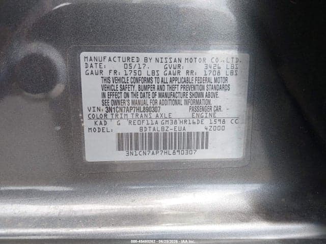 2017 NISSAN VERSA 1.6 SV 9