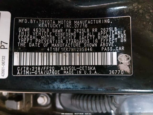 2017 TOYOTA CAMRY SE 9