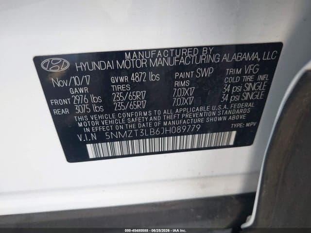 2018 HYUNDAI SANTA FE SPORT 2.4L 9