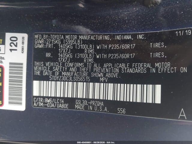 2020 TOYOTA SIENNA XLE 9