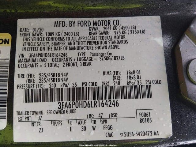 2020 FORD FUSION SE 9