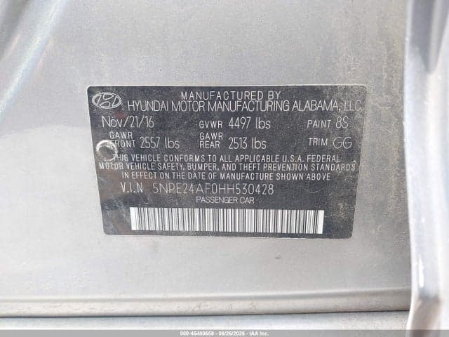 2017 HYUNDAI SONATA 9