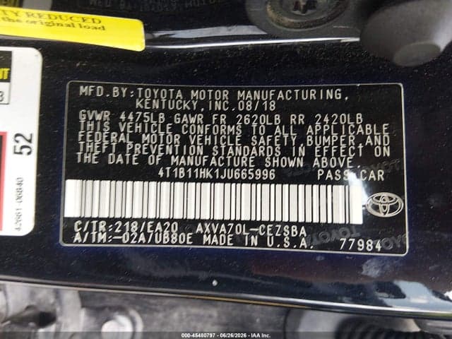 2018 TOYOTA CAMRY SE 9