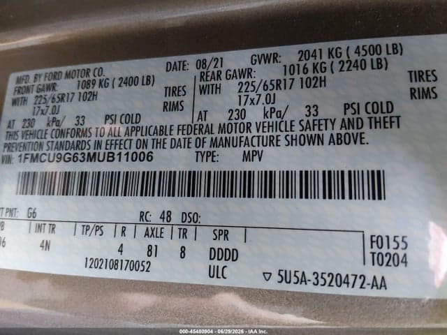 2021 FORD ESCAPE SE 9