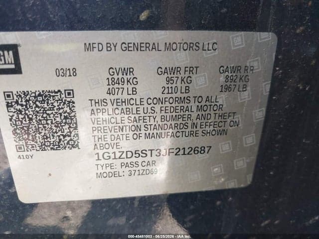 2018 CHEVROLET MALIBU LT 9