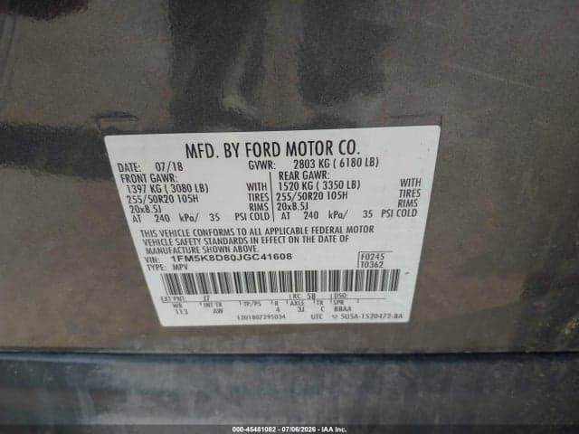 2018 FORD EXPLORER XLT 9