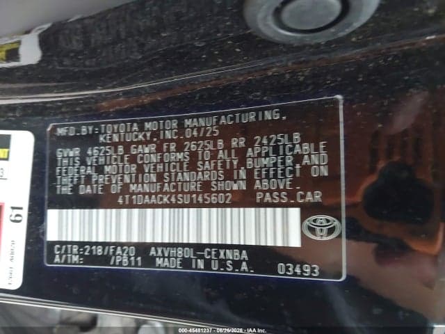 2025 TOYOTA CAMRY LE 9