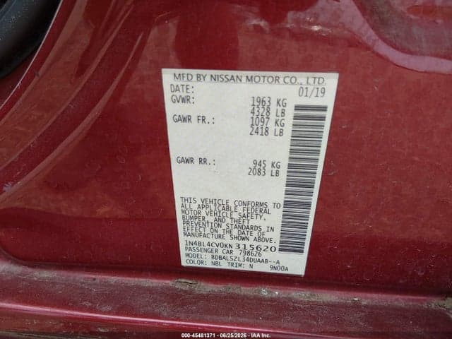 2019 NISSAN ALTIMA 2.5 SR 9
