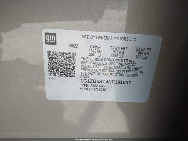 2022 CHEVROLET MALIBU FWD LS 9