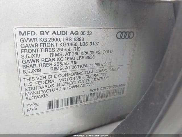2023 AUDI Q7 PREMIUM PLUS 45 TFSI QUATTRO TIPTRONIC 9