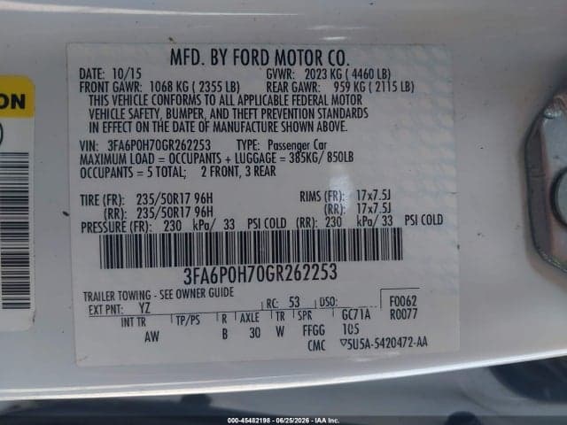2016 FORD FUSION SE 9
