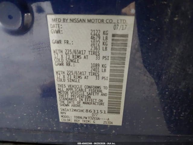 2017 NISSAN ROGUE S 9