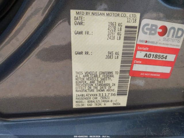 2019 NISSAN ALTIMA 2.5 SR 9