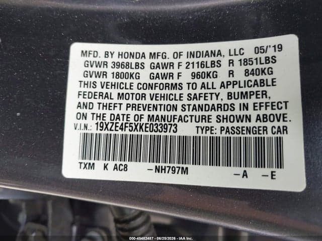 2019 HONDA INSIGHT EX 9