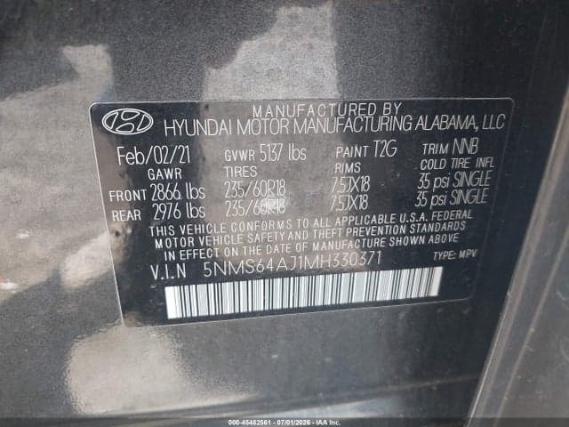2021 HYUNDAI SANTA FE SEL 9