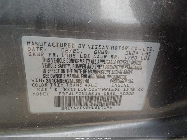 2021 NISSAN VERSA SV XTRONIC CVT 9