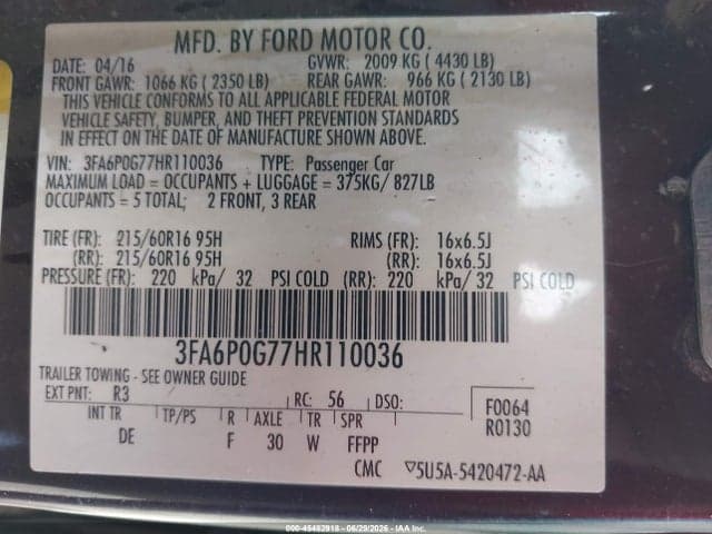 2017 FORD FUSION S 9