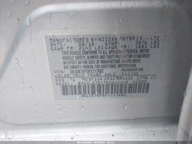 2019 NISSAN SENTRA S 9