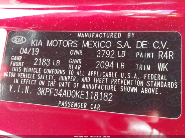 2019 KIA FORTE S 9