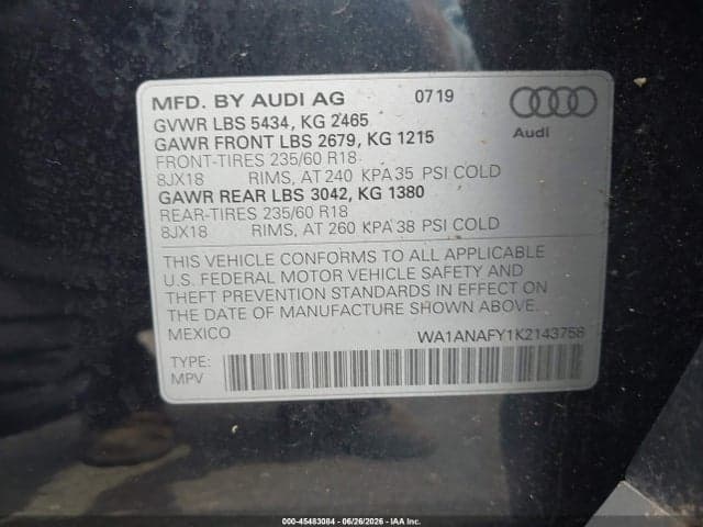 2019 AUDI Q5 45 PREMIUM 9