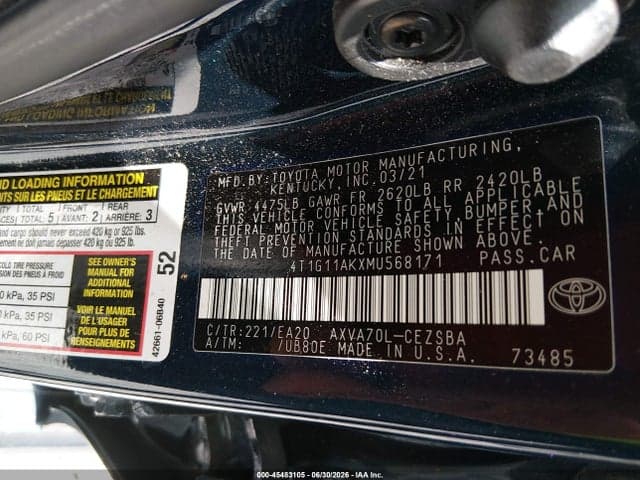 2021 TOYOTA CAMRY SE 9