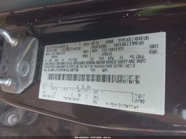 2019 LINCOLN MKC STANDARD 9