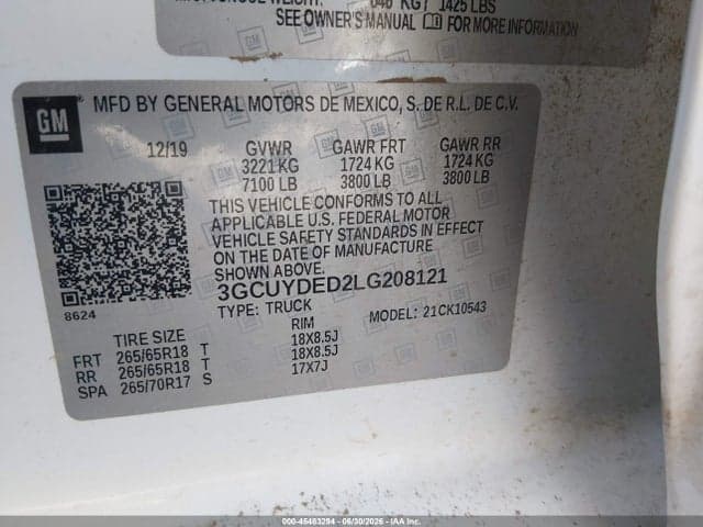 2020 CHEVROLET SILVERADO 1500 4WD SHORT BED LT 9