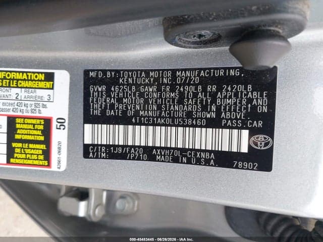 2020 TOYOTA CAMRY LE HYBRID 9