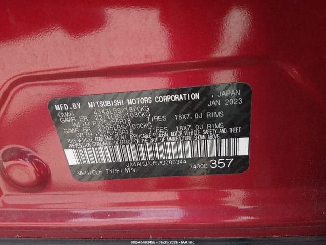 2023 MITSUBISHI OUTLANDER SPORT 2.0 ES AWC/2.0 LE AWC/2.0 RALLIART AWC/2.0 S AWC/2.0 SE AWC 9