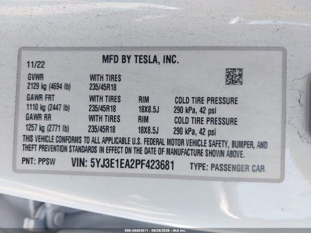 2023 TESLA MODEL 3 REAR-WHEEL DRIVE 9