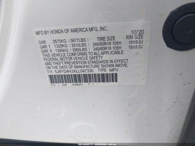 2020 ACURA MDX STANDARD 9