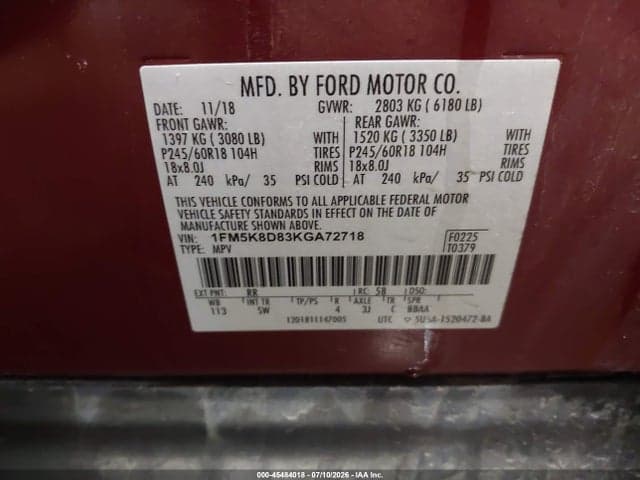 2019 FORD EXPLORER XLT 9