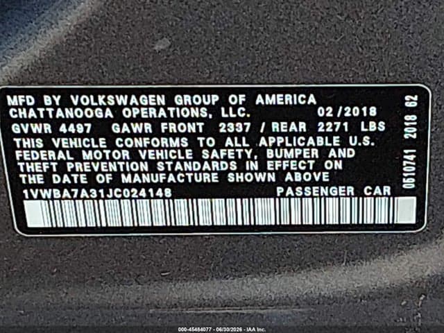 2018 VOLKSWAGEN PASSAT 2.0T SE 10
