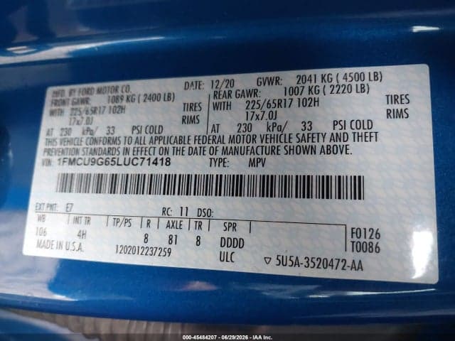 2020 FORD ESCAPE SE 9