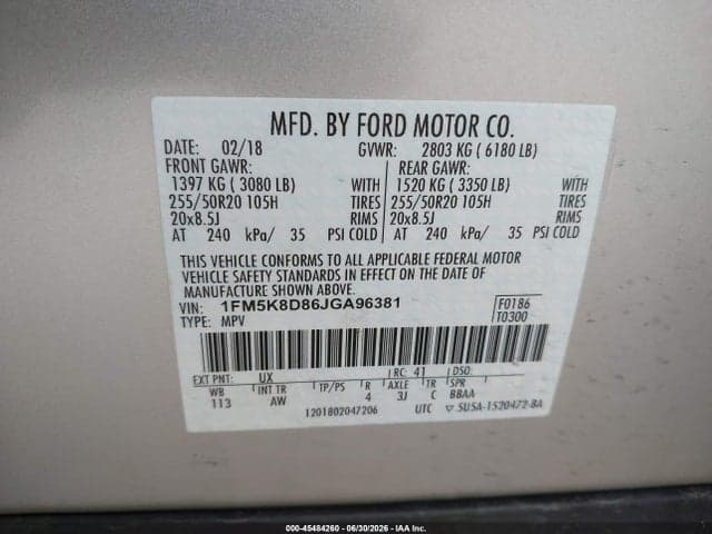2018 FORD EXPLORER XLT 9