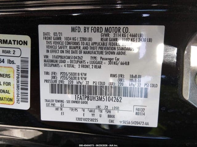2021 FORD MUSTANG ECOBOOST /ECOBOOST PREMIUM 9