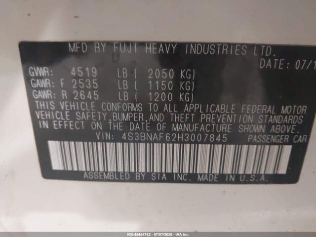 2017 SUBARU LEGACY 2.5I PREMIUM 9