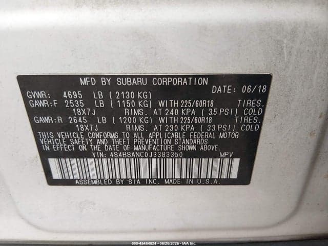 2018 SUBARU OUTBACK 2.5I LIMITED 9