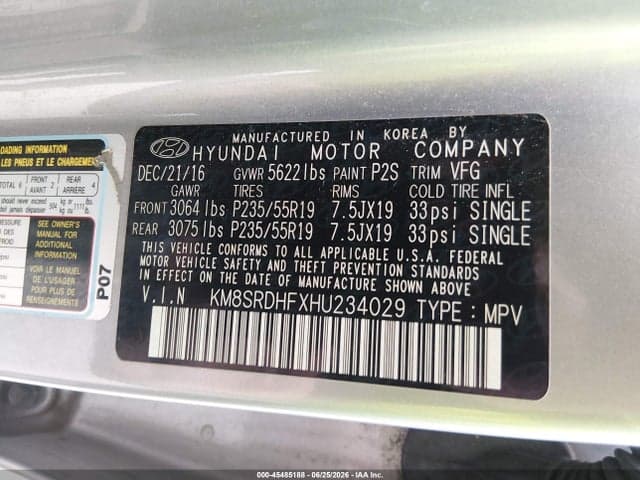 2017 HYUNDAI SANTA FE LIMITED ULTIMATE 9