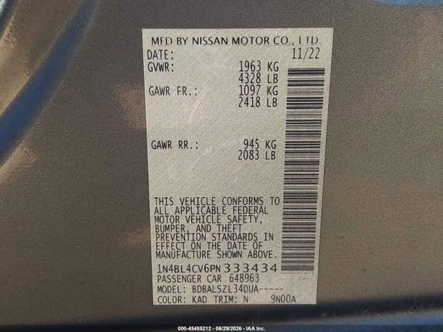 2023 NISSAN ALTIMA SR FWD 9
