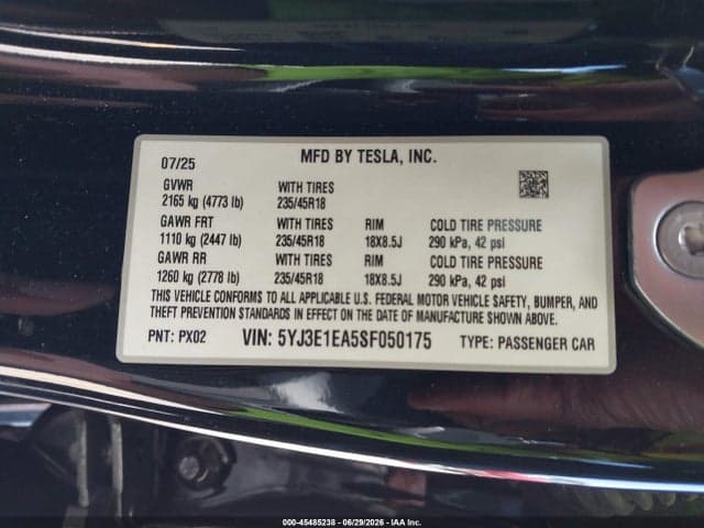 2025 TESLA MODEL 3 LONG RANGE REAR-WHEEL DRIVE/STANDARD REAR-WHEEL DRIVE 9