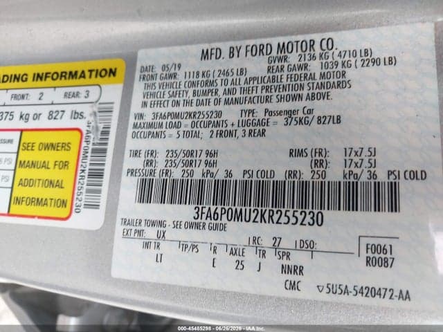2019 FORD FUSION HYBRID SEL 9