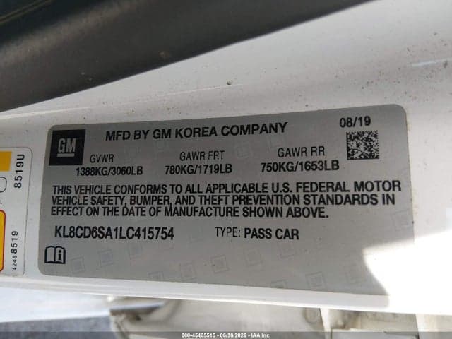 2020 CHEVROLET SPARK FWD 1LT AUTOMATIC 9