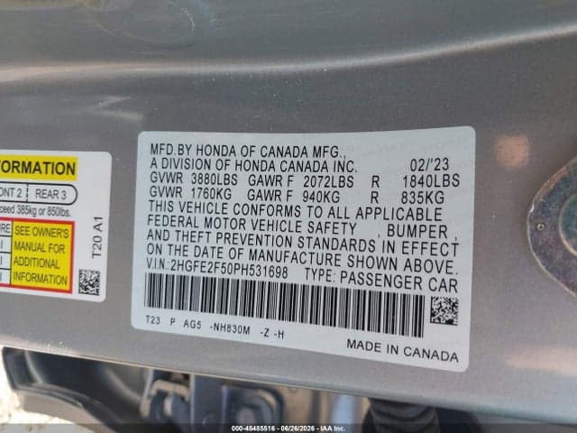 2023 HONDA CIVIC SPORT 9