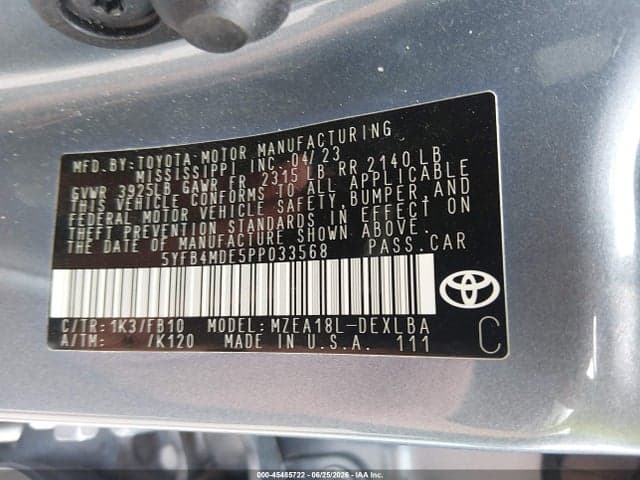 2023 TOYOTA COROLLA LE 9