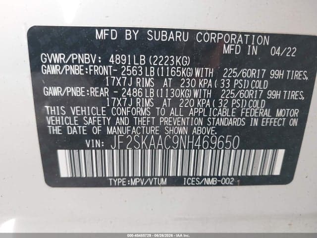 2022 SUBARU FORESTER 9