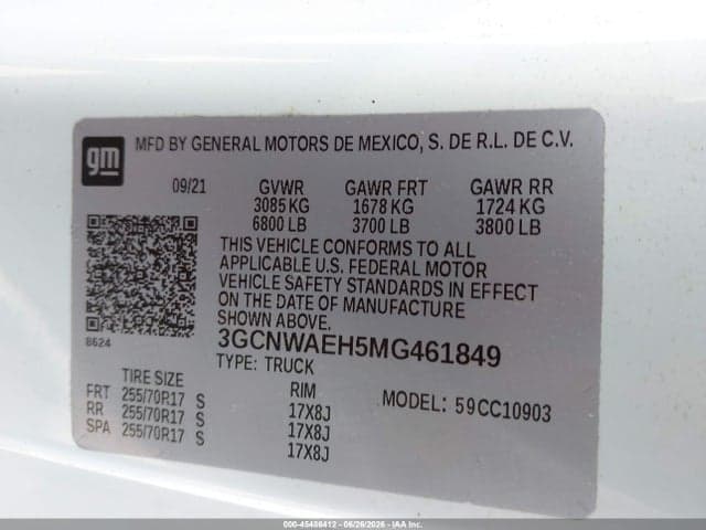 2021 CHEVROLET SILVERADO 1500 2WD LONG BED WT 9