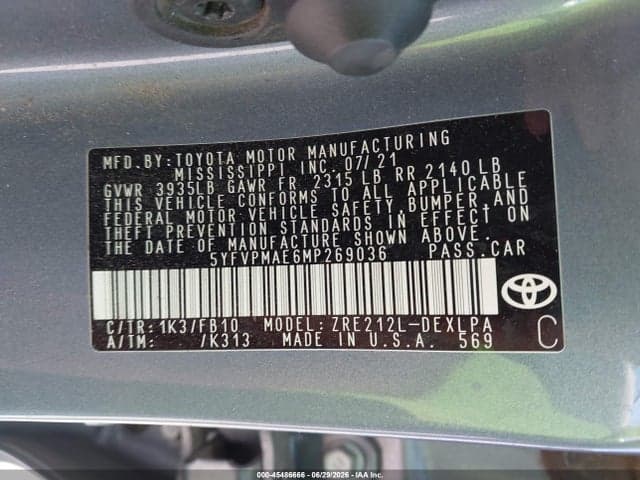 2021 TOYOTA COROLLA LE 9